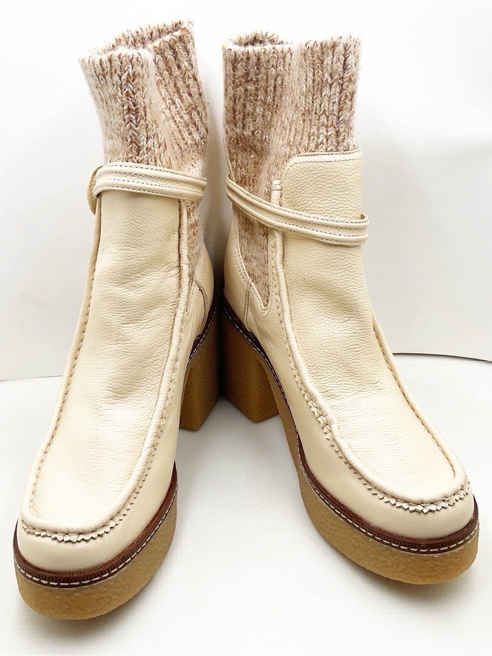 {Sam Edelman} SIDNEY Platform Ribbed Knit Cuff Booties - Picture 7 of 16